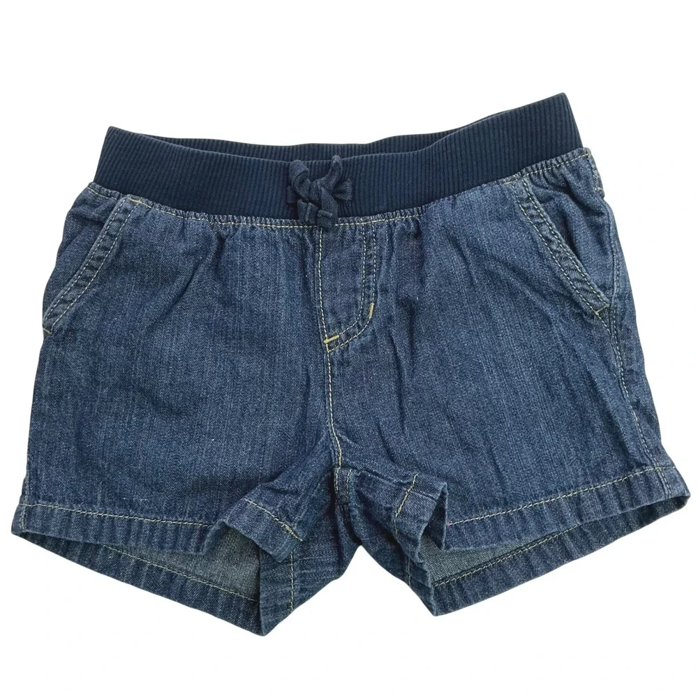 The Children's Place Blue Denim Shorts Kids Size 6 Heart Pockets Elastic Waist